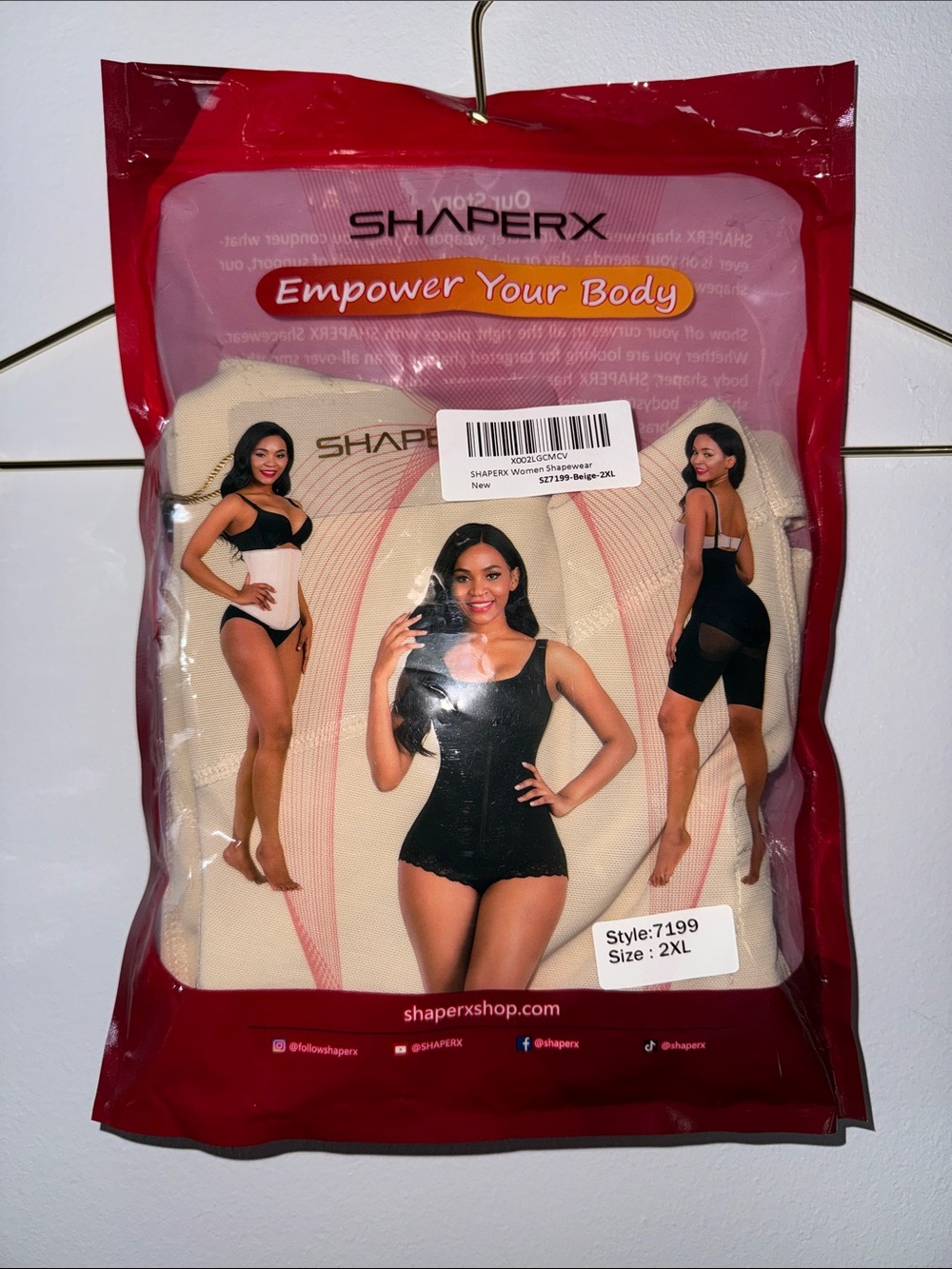 ShaperX Women's Beige Sculpting Bodysuit - 2XL